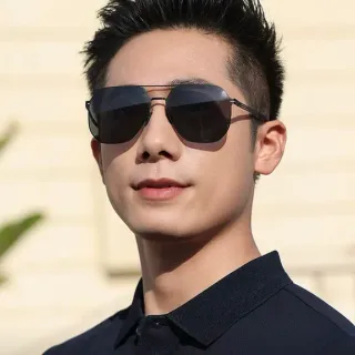 Aviator-Style Thin Metal Frame Dark Tinted Sunglasses