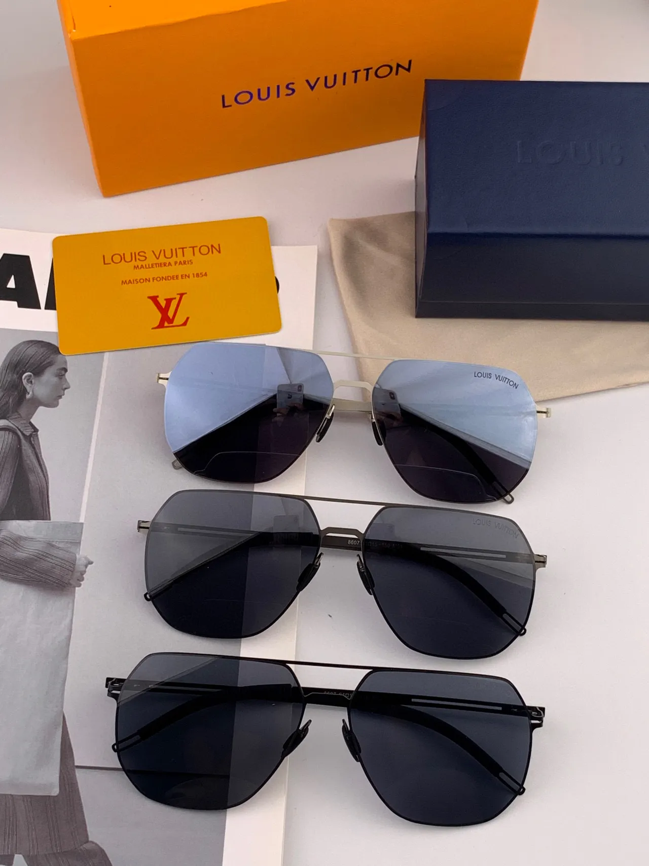 Aviator-Style Thin Metal Frame Dark Tinted Sunglasses 8