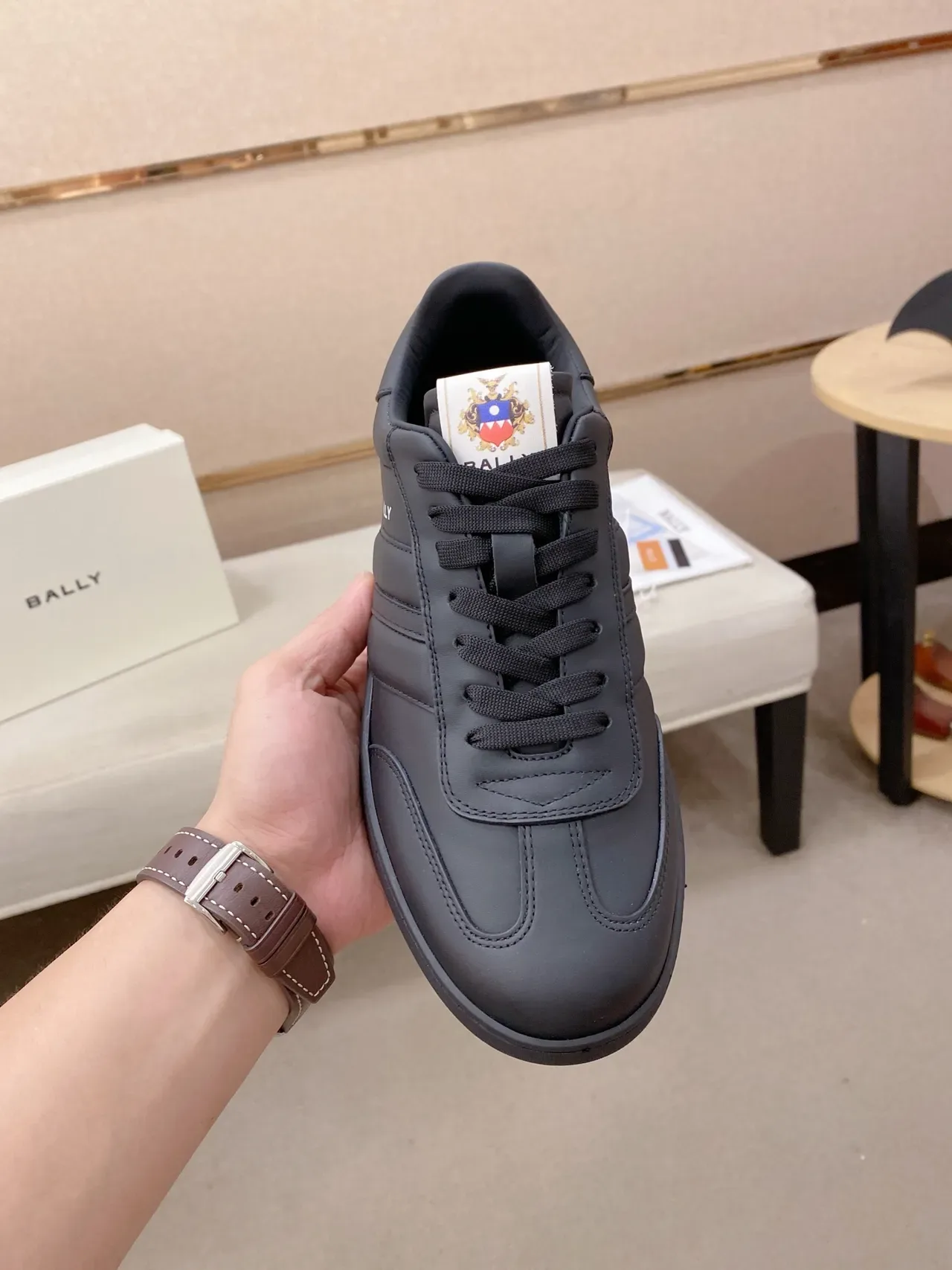 BALLY Black Leather Court-Style Lifestyle Sneaker 6