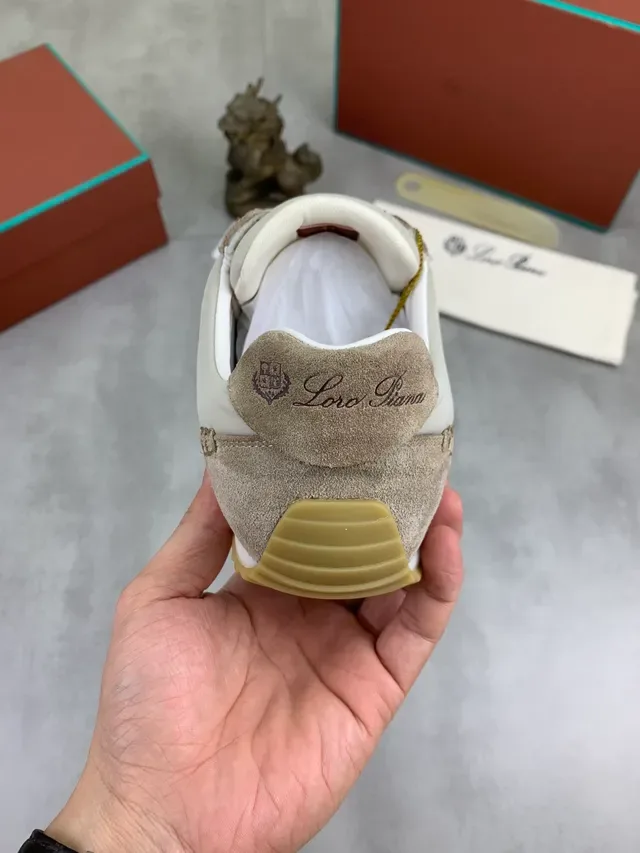 Beige and Off-White Suede Leather Low-Top Lace-Up Lifestyle Sneaker 3