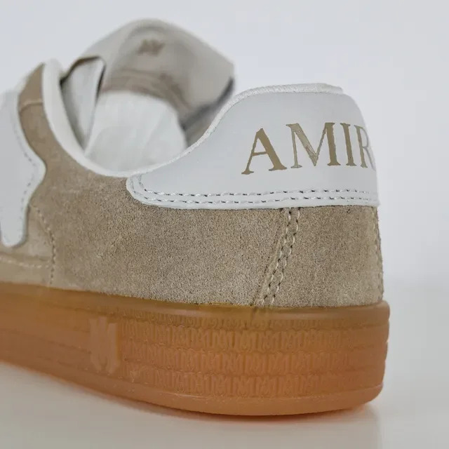 Beige and White Suede Low-Top Lifestyle Sneakers 4