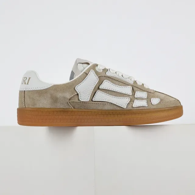 Beige and White Suede Low-Top Lifestyle Sneakers 7