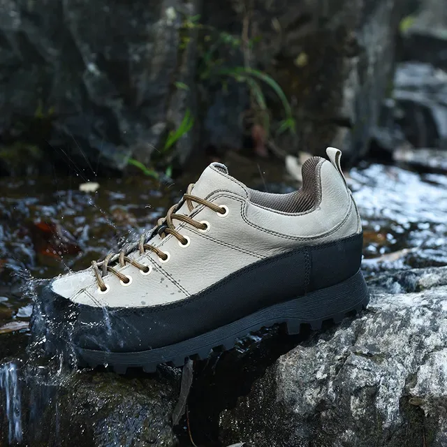 Beige Brown Low-Top Hiking-Style Suede-Like Upper Sneakers 8