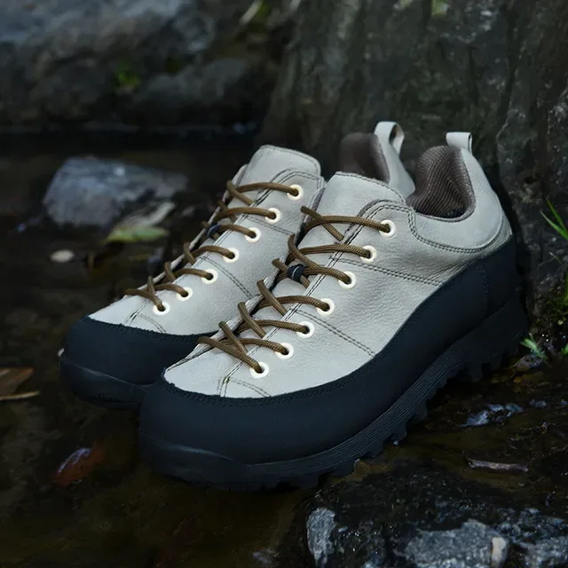 Beige Brown Low-Top Hiking-Style Suede-Like Upper Sneakers 17
