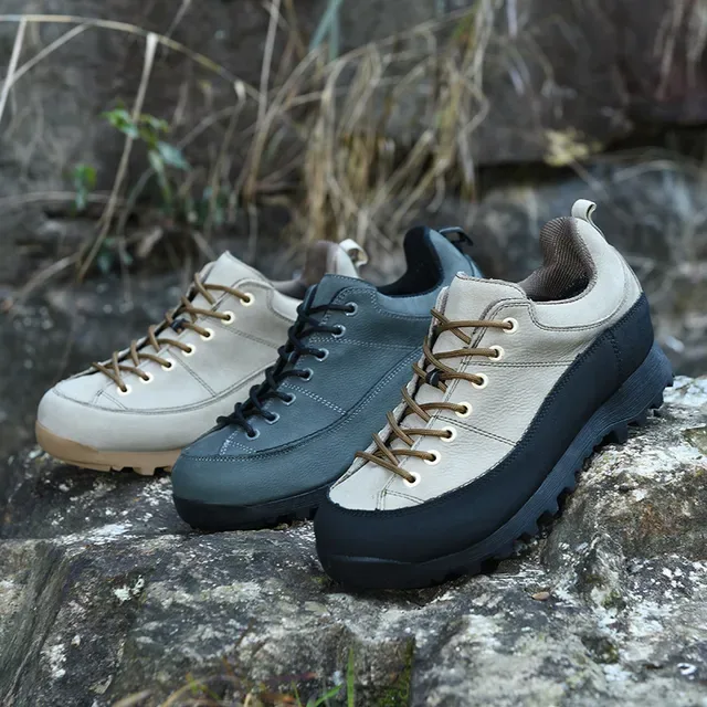 Beige Brown Low-Top Hiking-Style Suede-Like Upper Sneakers 19