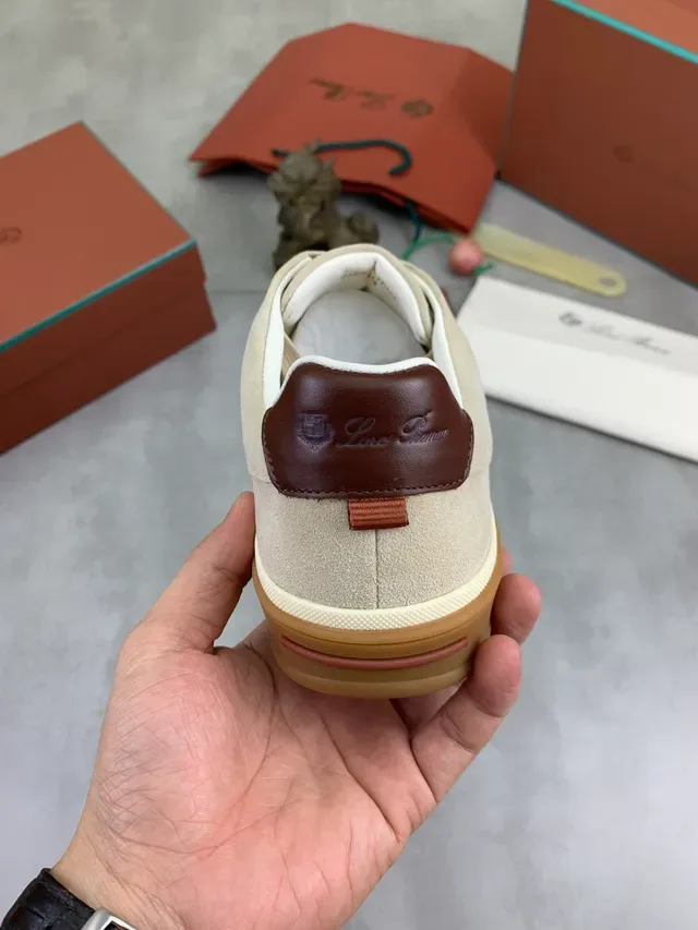 Beige Brown Suede Upper Gum Rubber Sole Sneakers 3
