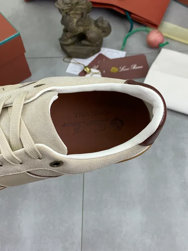 Beige Brown Suede Upper Gum Rubber Sole Sneakers 4