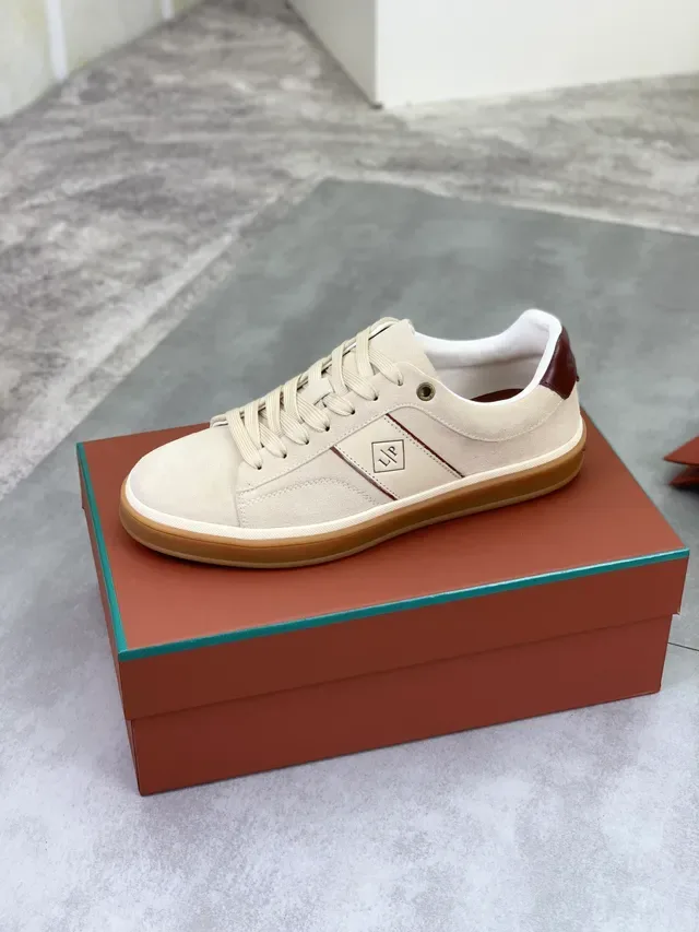 Beige Brown Suede Upper Gum Rubber Sole Sneakers 5