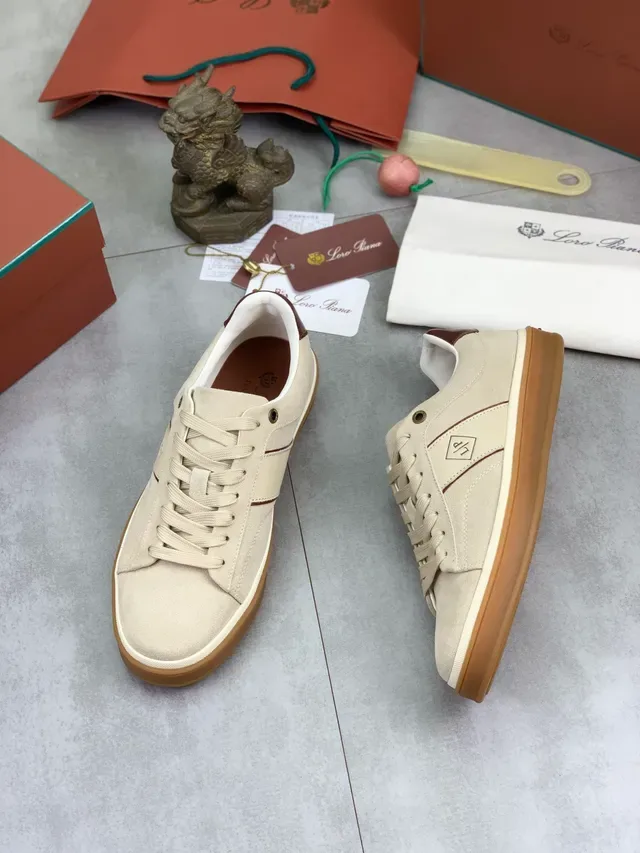Beige Brown Suede Upper Gum Rubber Sole Sneakers 6