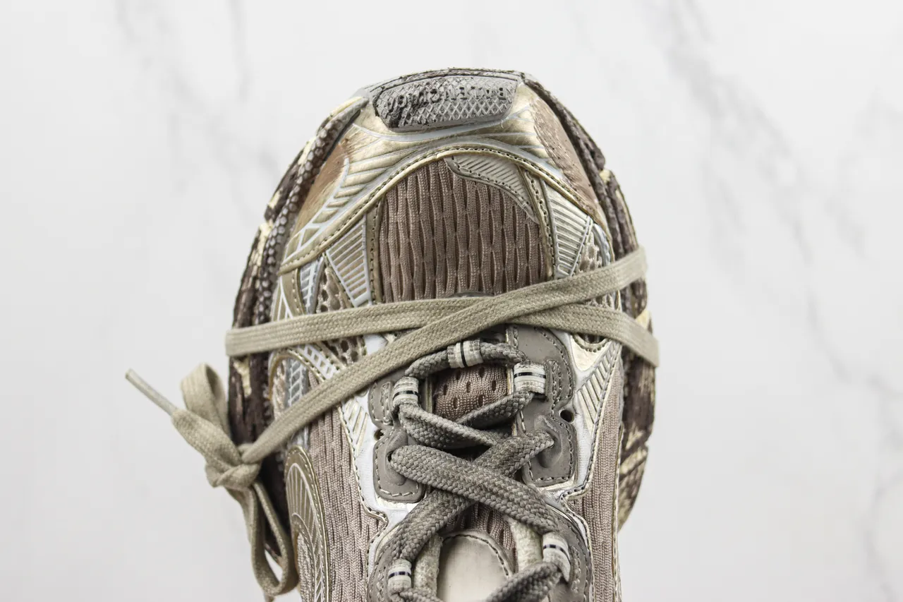 Beige Green Layered Mesh And Synthetic Overlays Sculpted Multi-Density Sole Chunky Sneakers 6