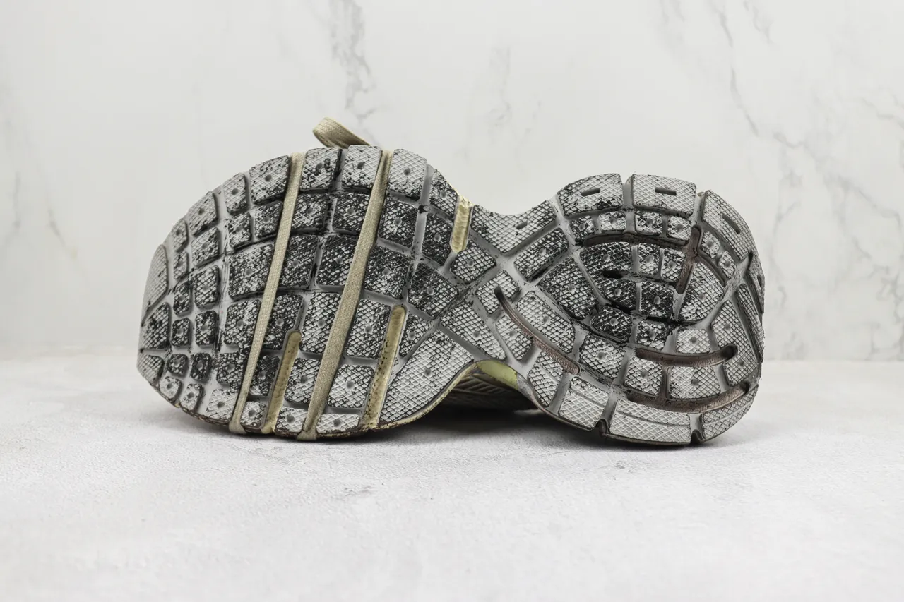 Beige Green Layered Mesh And Synthetic Overlays Sculpted Multi-Density Sole Chunky Sneakers 8