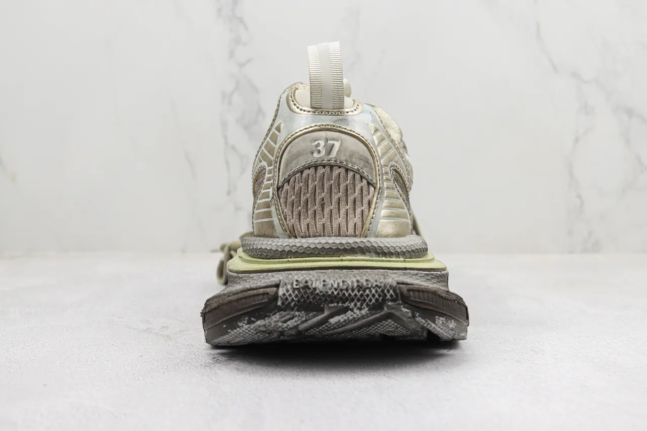 Beige Green Layered Mesh And Synthetic Overlays Sculpted Multi-Density Sole Chunky Sneakers 9
