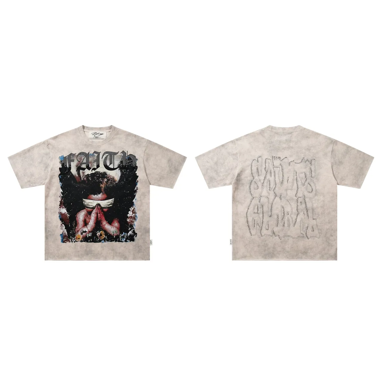 Beige Multicolor Oversized Fit Distressed Wash Top 3