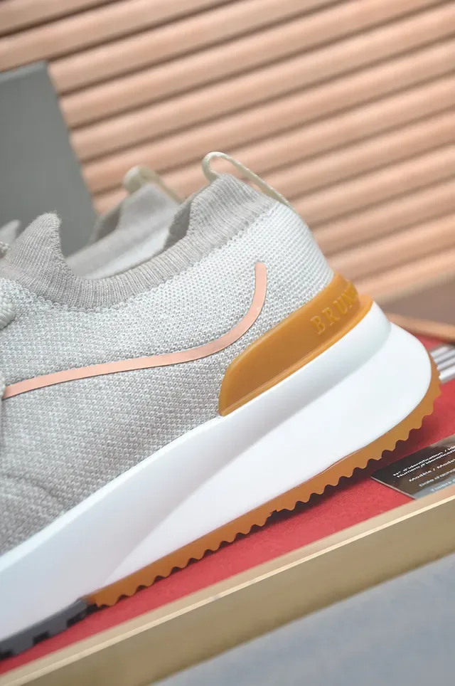 Beige Orange Knit Upper Sculpted Midsole Sneakers 2