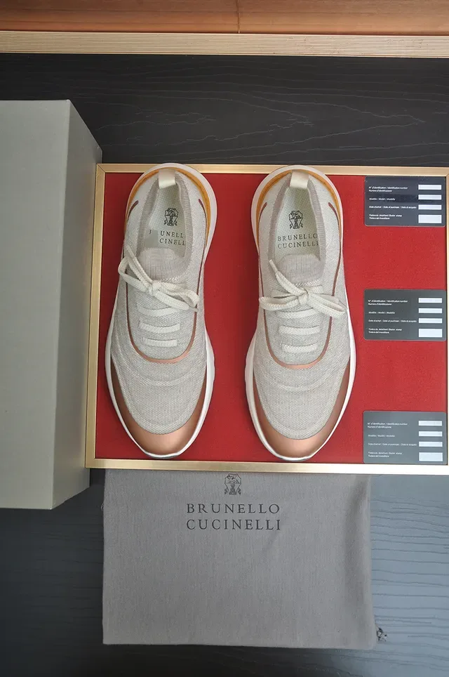 Beige Orange Knit Upper Sculpted Midsole Sneakers 5