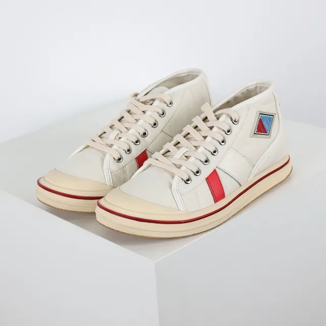 Beige Red High-Top Canvas Upper Lifestyle Sneakers 2