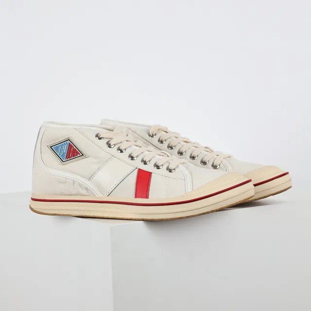 Beige Red High-Top Canvas Upper Lifestyle Sneakers 3
