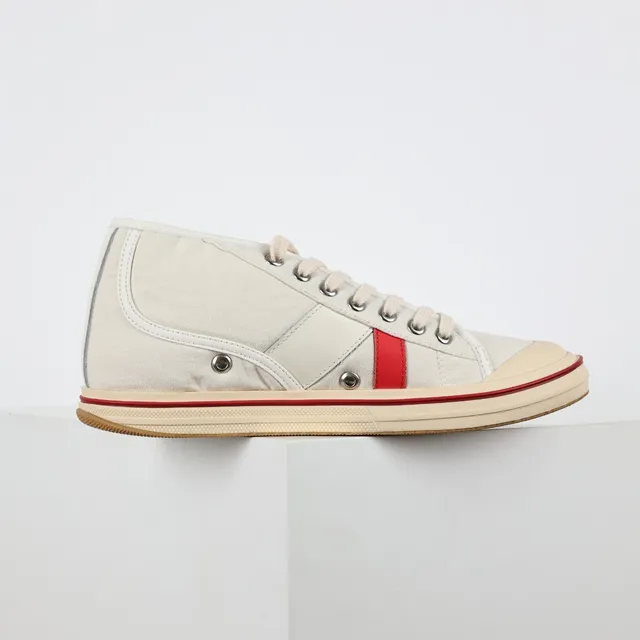 Beige Red High-Top Canvas Upper Lifestyle Sneakers 7