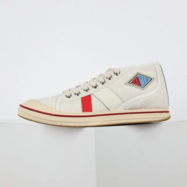 Beige Red High-Top Canvas Upper Lifestyle Sneakers 9
