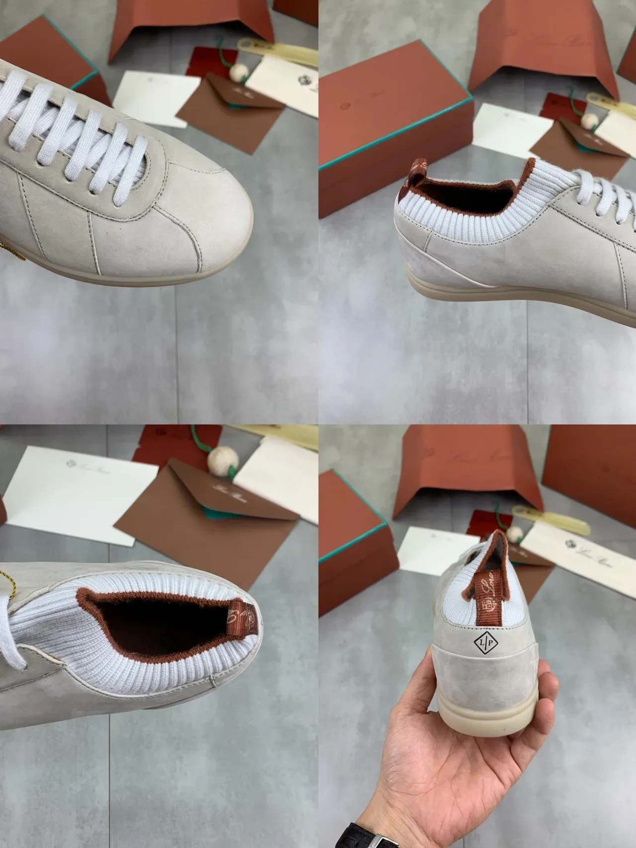 Beige Suede Knit-Collar Lace-Up Lifestyle Sneaker 2