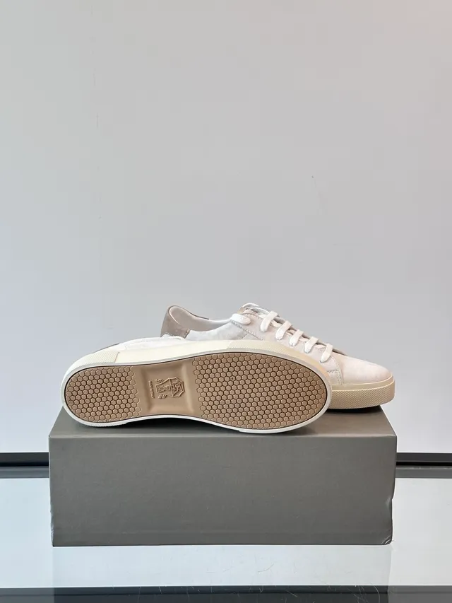 Beige Suede Minimalist Low-Top Lifestyle Sneakers 2