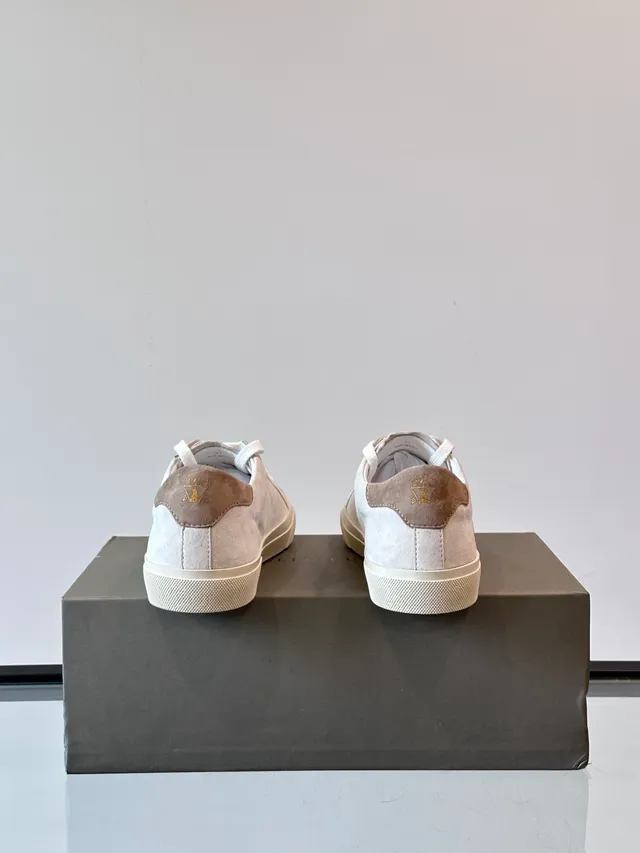 Beige Suede Minimalist Low-Top Lifestyle Sneakers 3