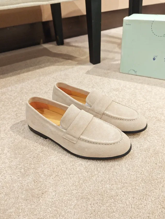 Beige Suede Penny Strap Loafer 5