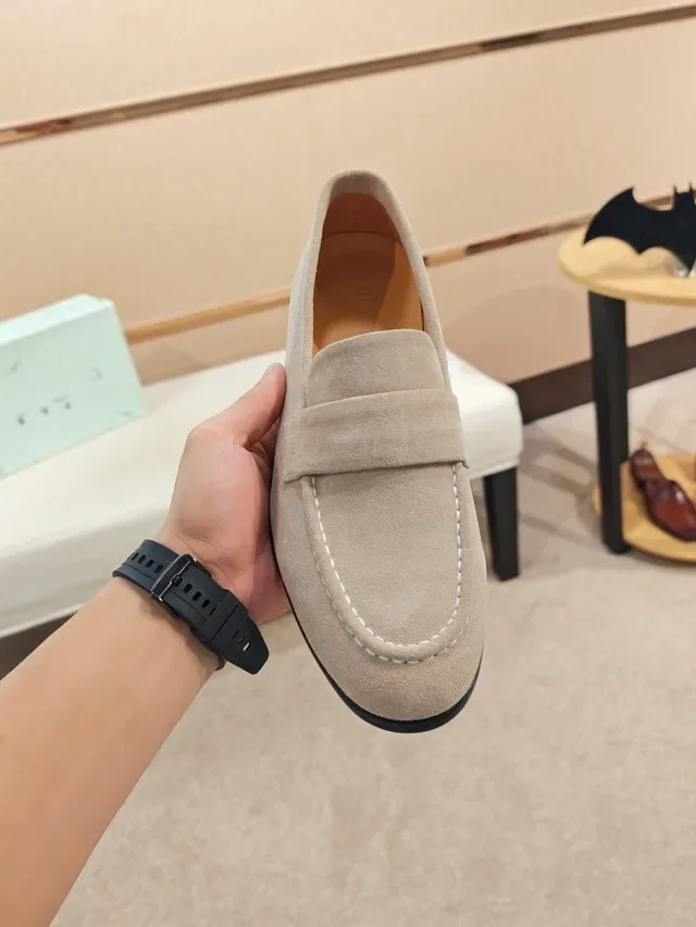 Beige Suede Penny Strap Loafer 6