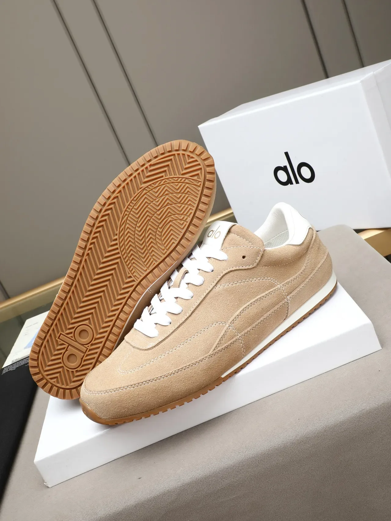 Beige Suede Retro Runner Sneaker 4