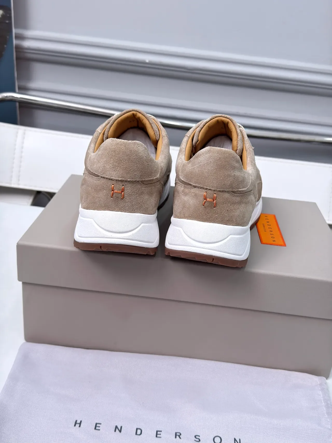 Beige White Suede Upper Chunky Layered Midsole Sneakers 3