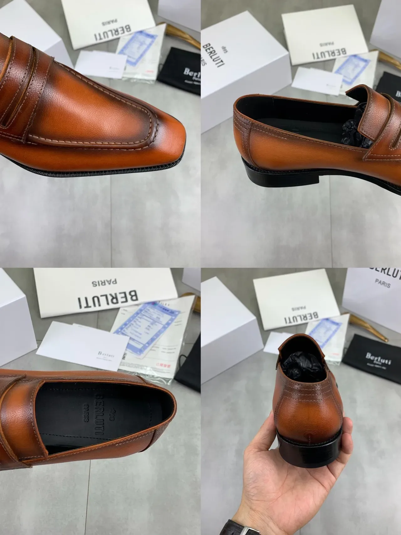Berluti Brown Black Penny Square-Toe Loafer 2