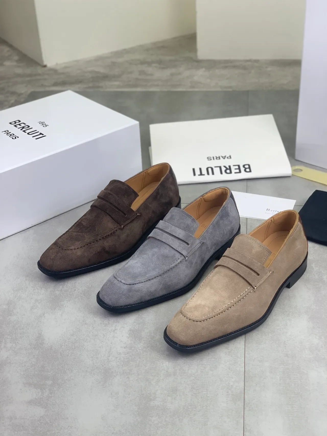 BERLUTI Brown Suede Penny Loafer Men's Loafers 2