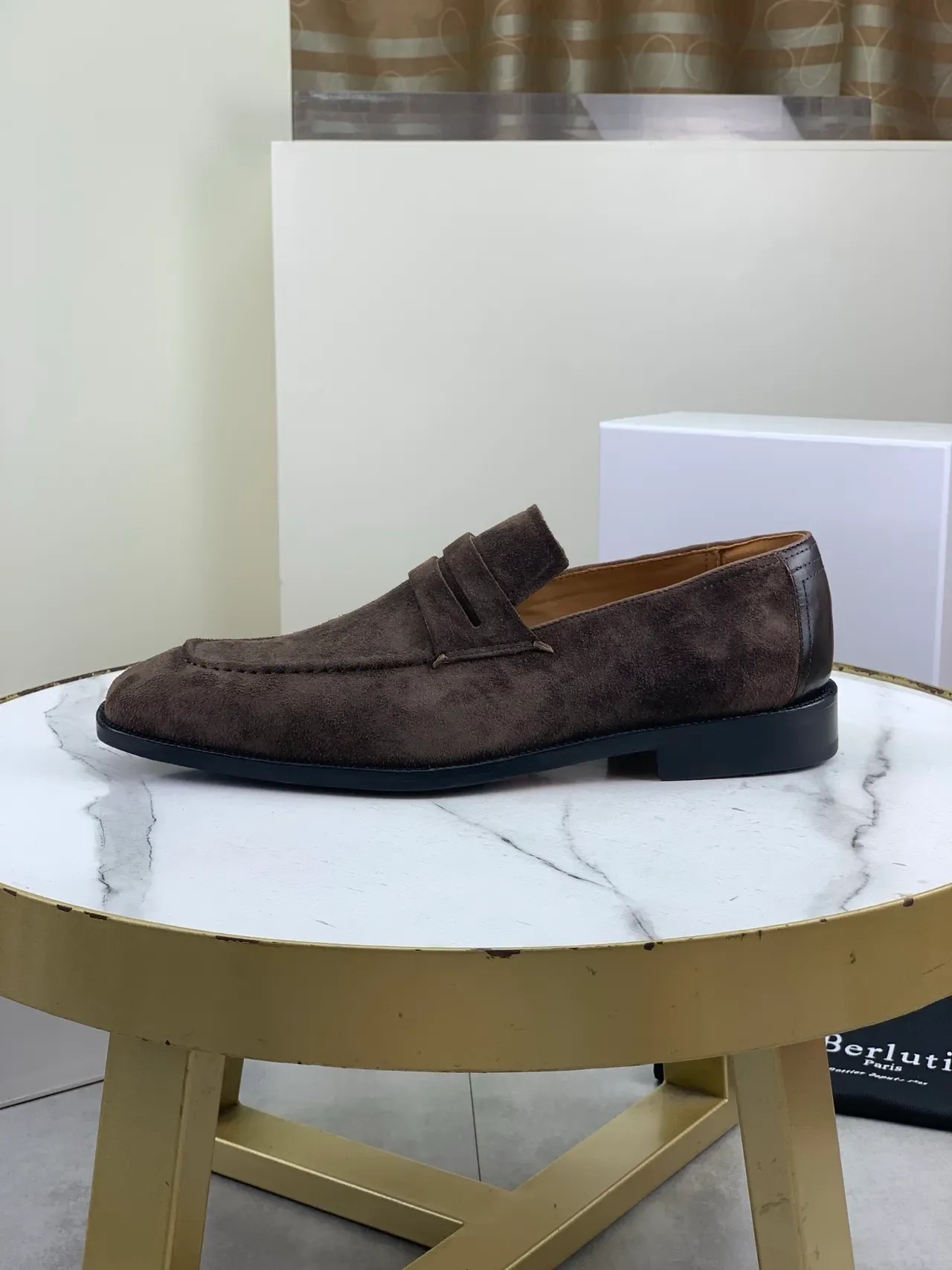 BERLUTI Brown Suede Penny Loafer Men's Loafers 6
