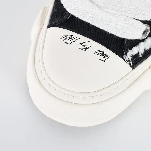 Black and Beige Deconstructed Canvas Sneaker 5