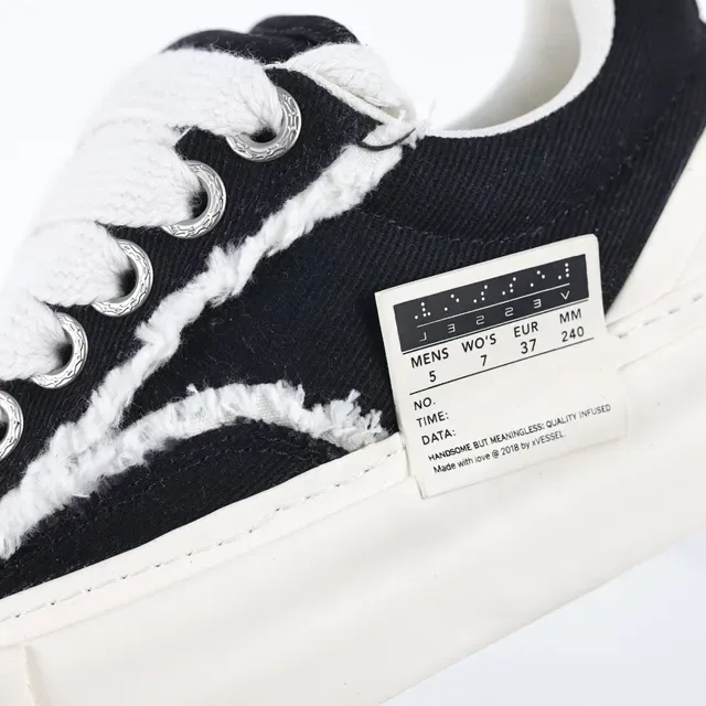 Black and Beige Deconstructed Canvas Sneaker 6