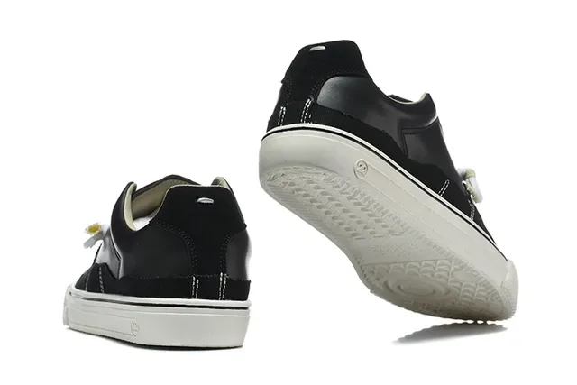 Black and Cream Canvas Low-Top Sneakers 2