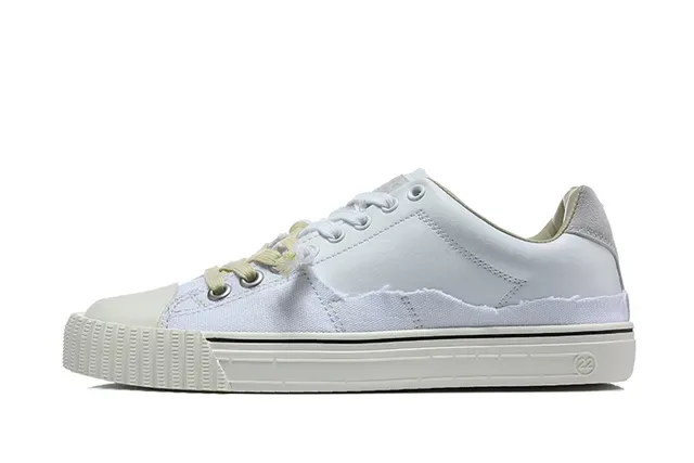 Black and Cream Canvas Low-Top Sneakers 9