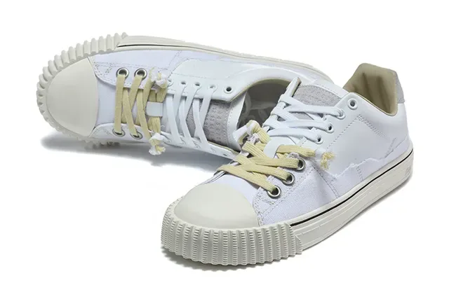 Black and Cream Canvas Low-Top Sneakers 10