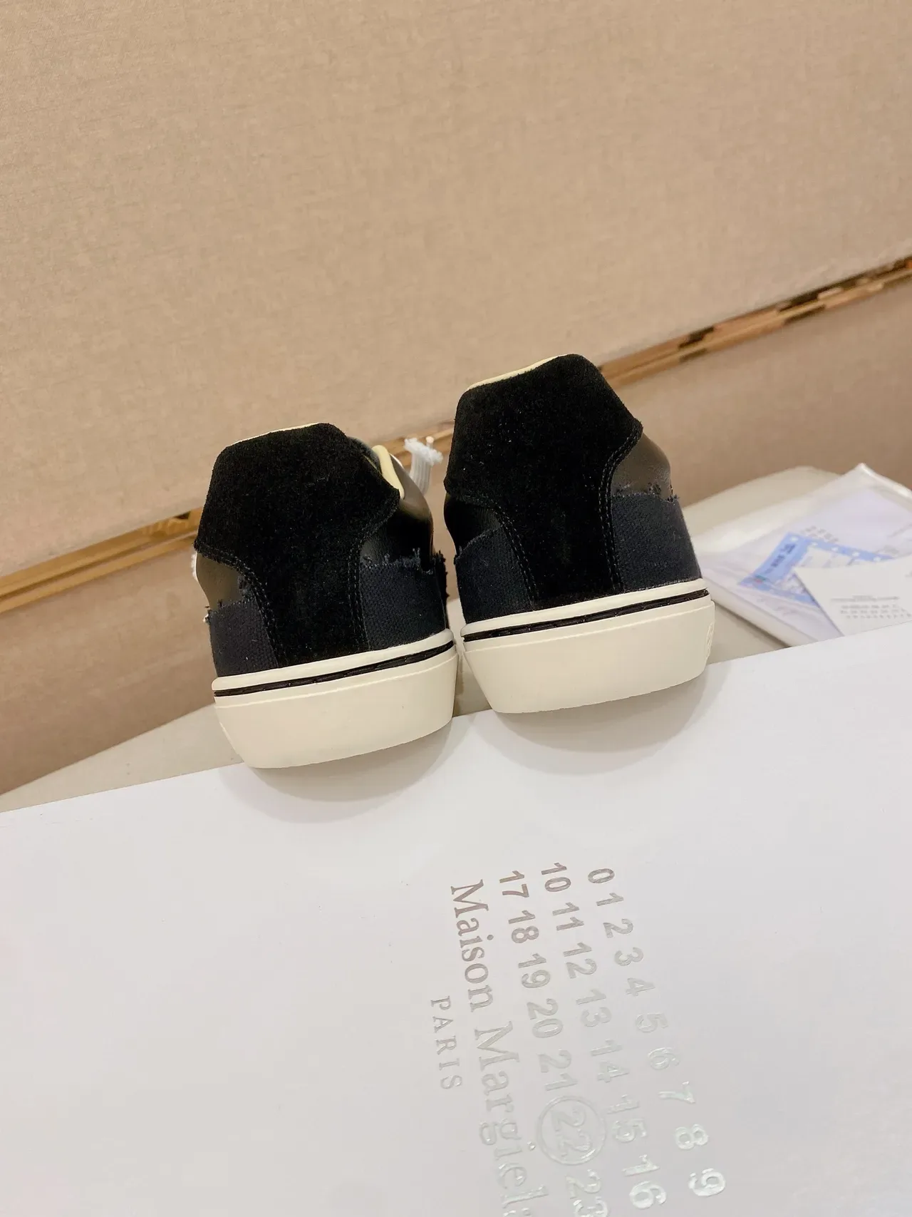 Black and Cream Platform Canvas Sneaker 4