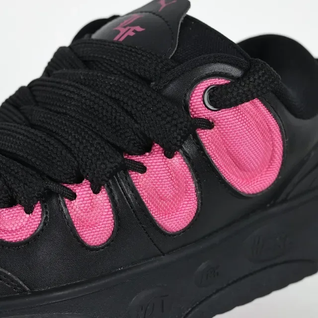Black and Pink Cutout Detail Lifestyle Sneakers 6