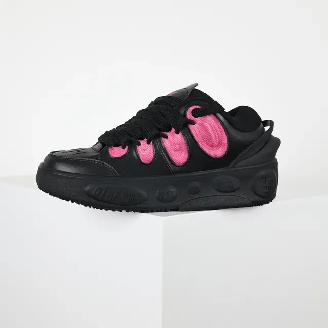 Black and Pink Cutout Detail Lifestyle Sneakers 9