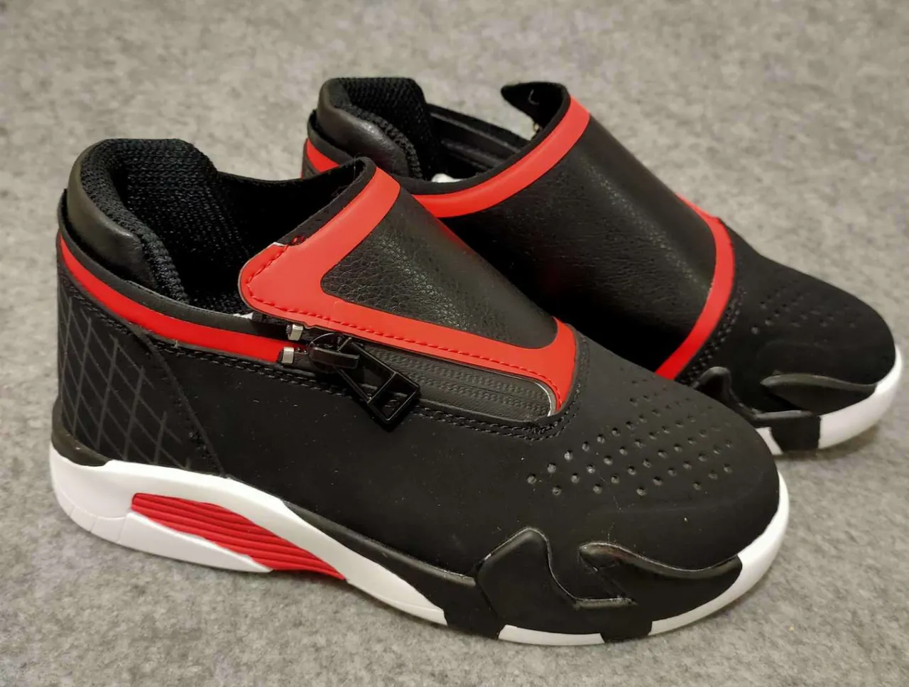 Black and Red Zipper Slip-On Lifestyle Sneakers 8