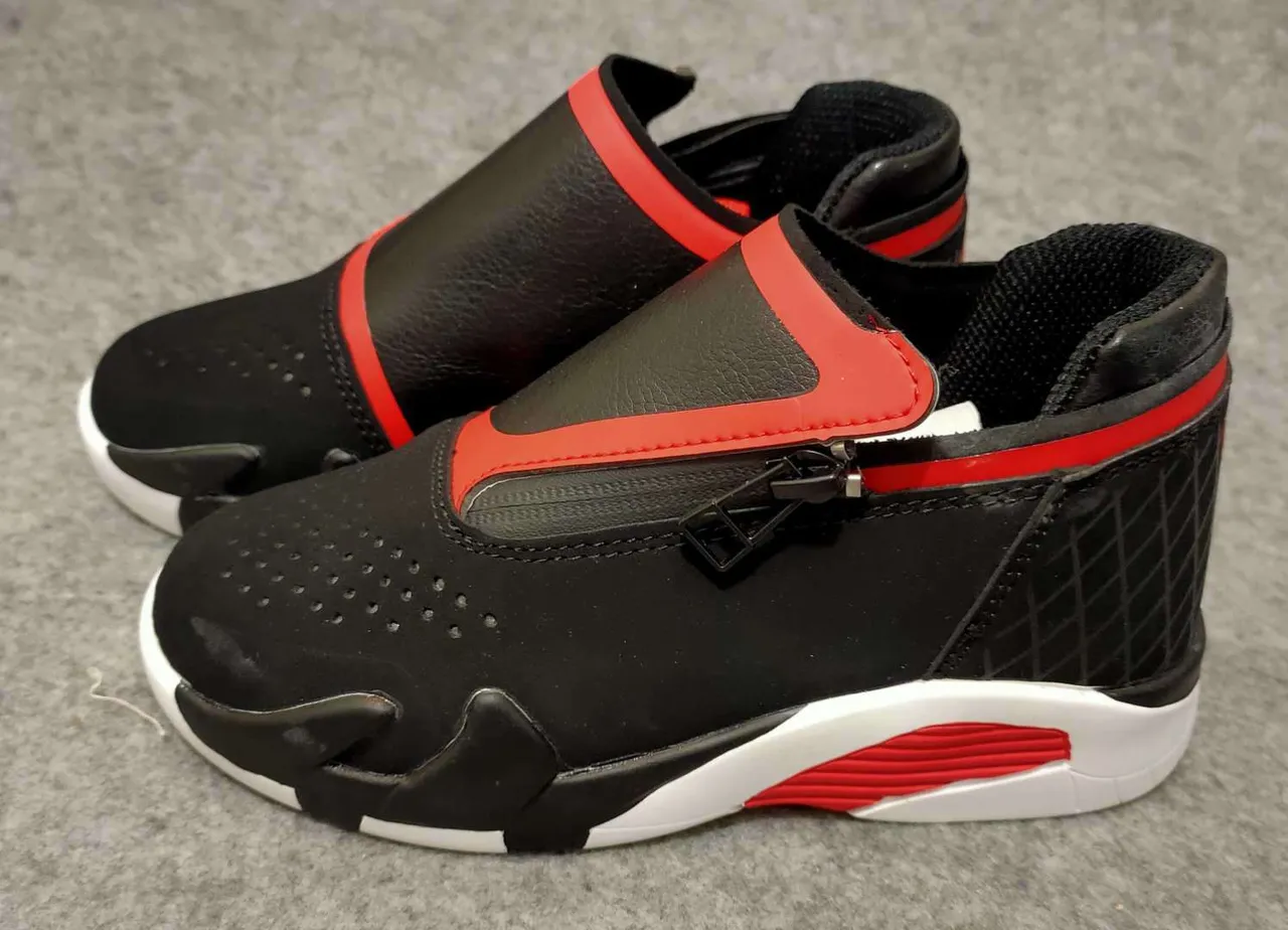 Black and Red Zipper Slip-On Lifestyle Sneakers 12