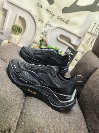 Black and Silver Laceless Chunky Sneakers 7