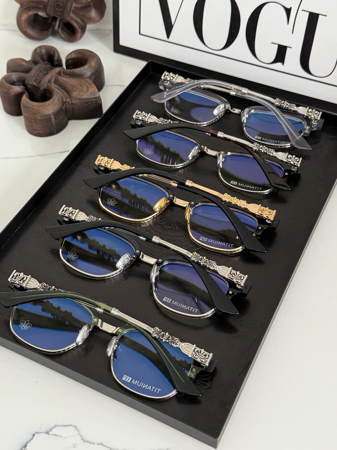 Black and Silver Semi-Rimless Optical Glasses 3