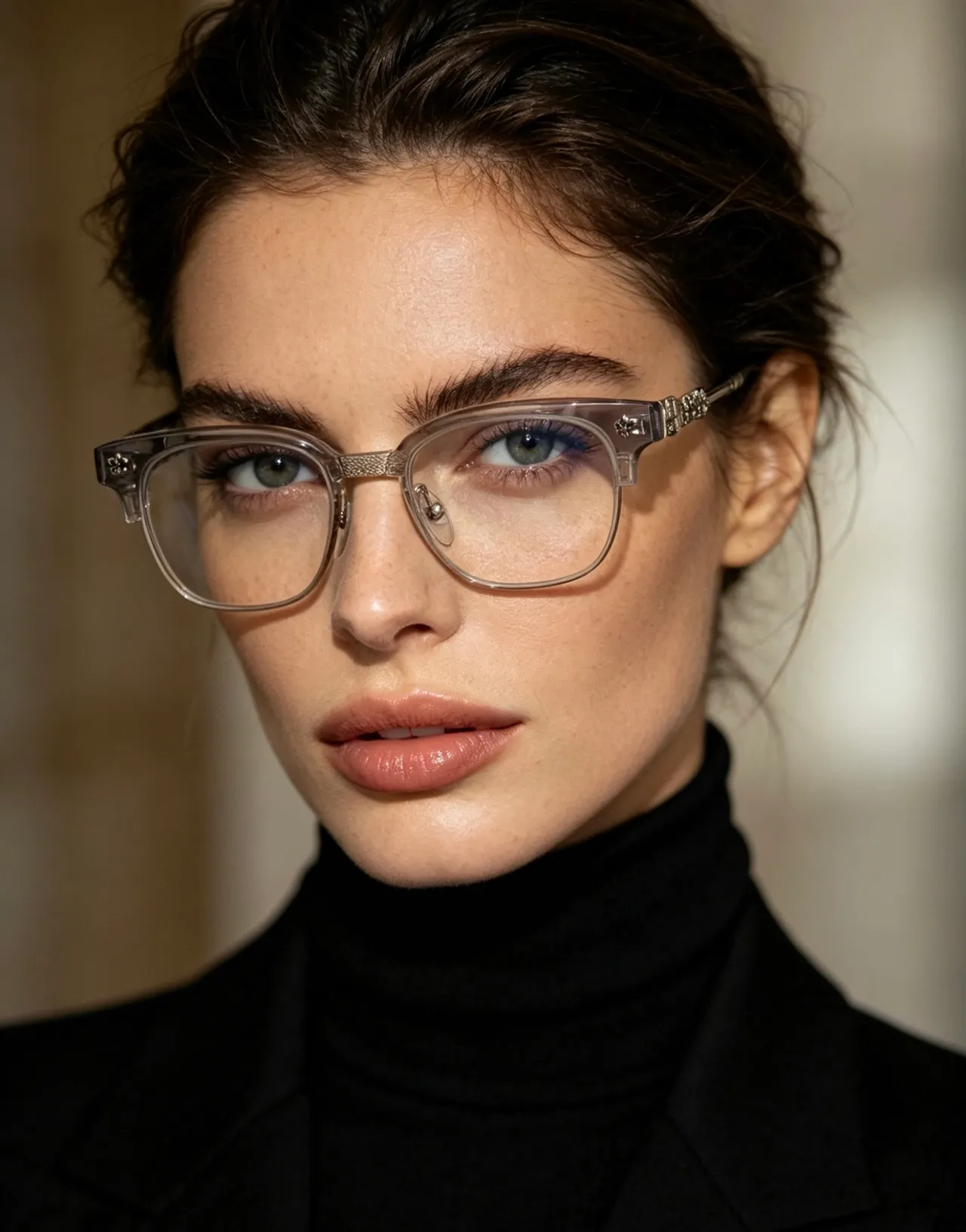 Black and Silver Semi-Rimless Optical Glasses 5