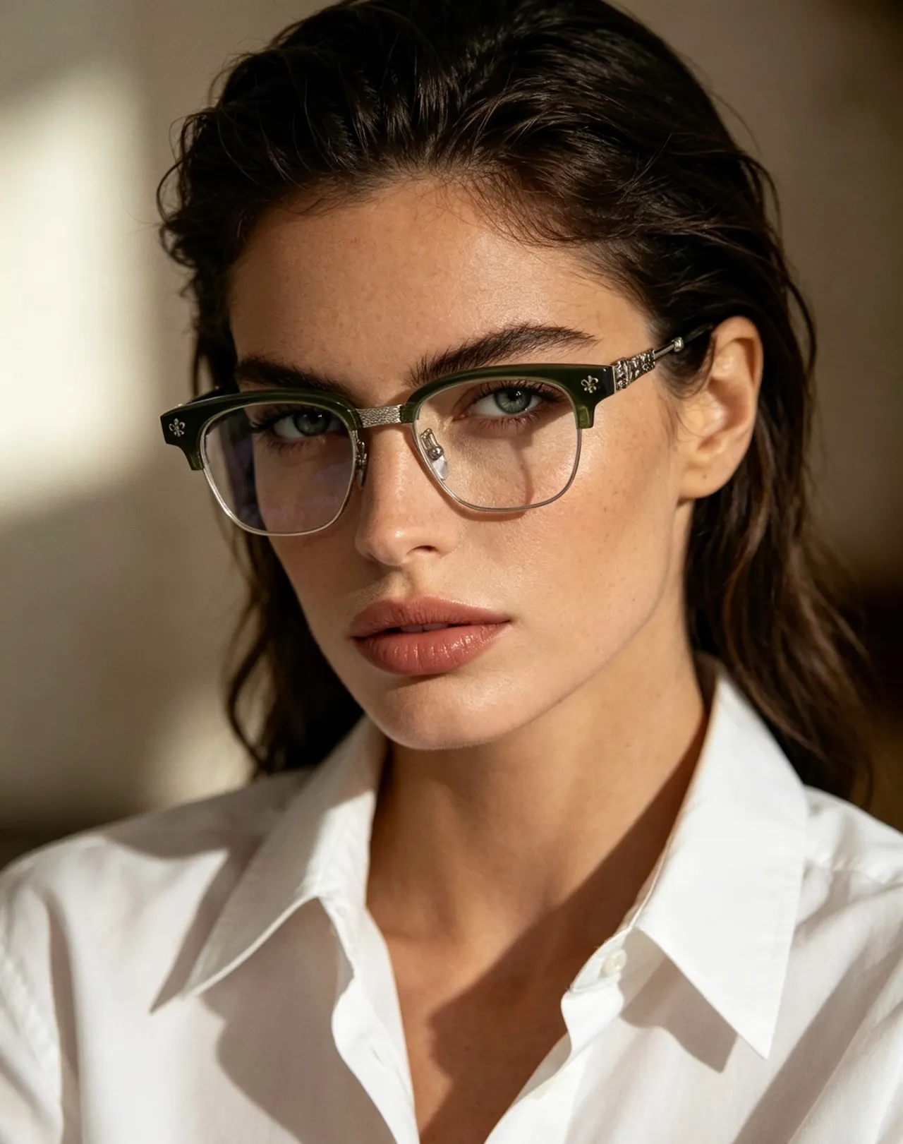 Black and Silver Semi-Rimless Optical Glasses 6