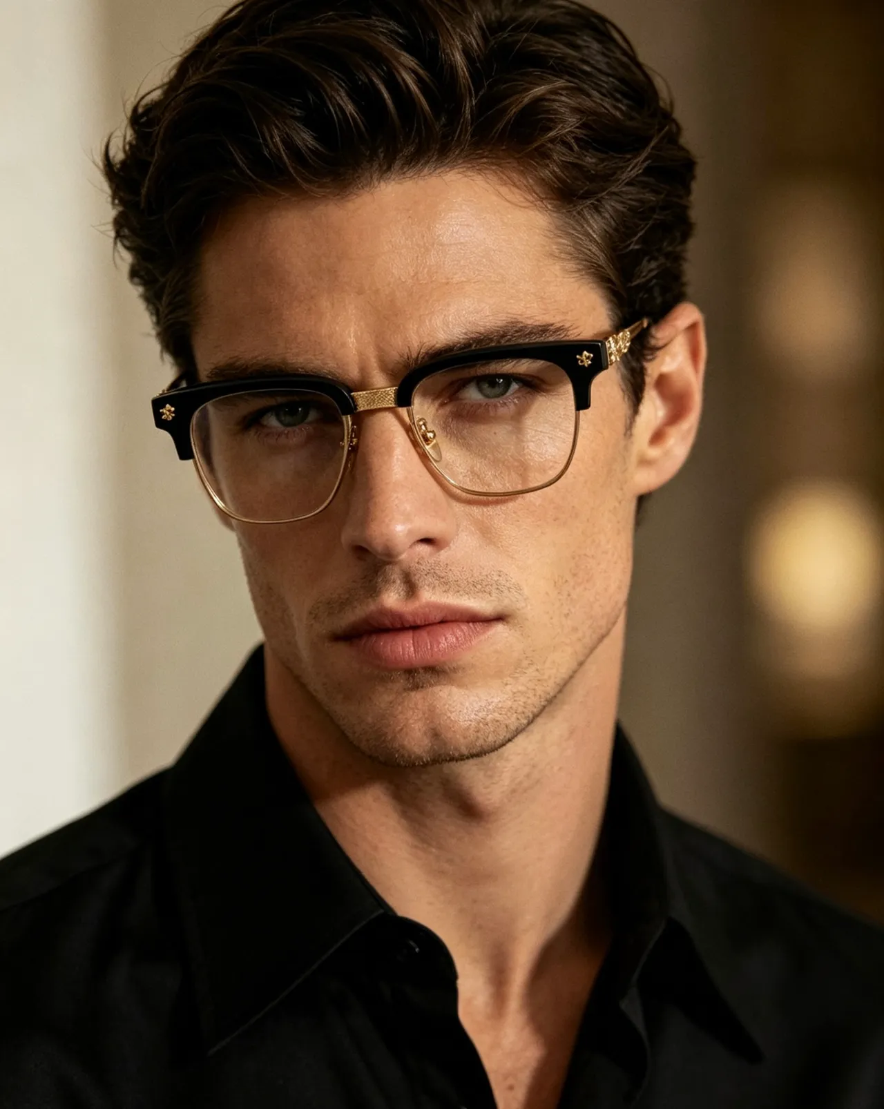 Black and Silver Semi-Rimless Optical Glasses 7