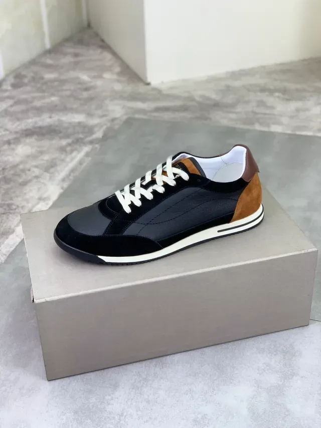 Black and Tan Leather-Suede Lifestyle Sneaker 4