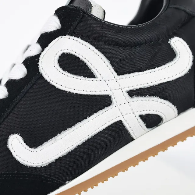 Black and White Monogram Logo Low-Top Lifestyle Sneakers 6